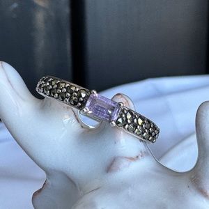Marcasite Amethyst Pave Ring 925SS